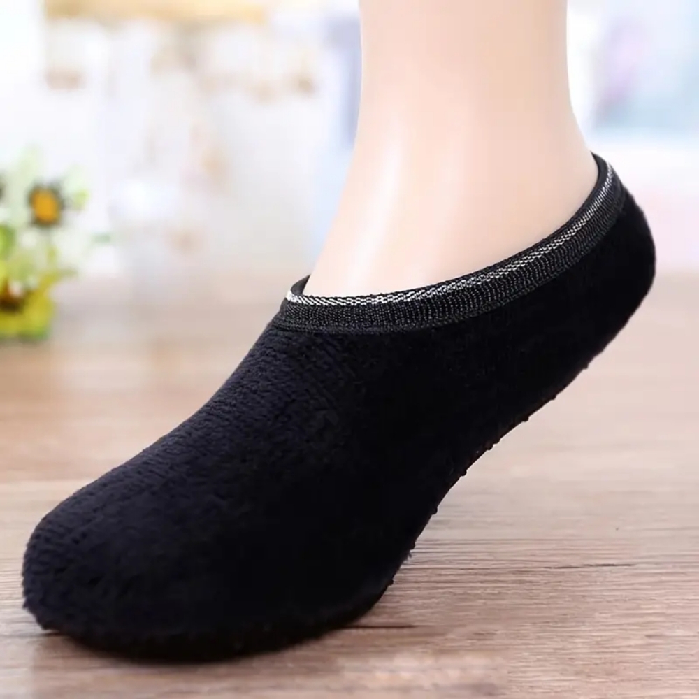 Women's non-slip warm sock slippers- black